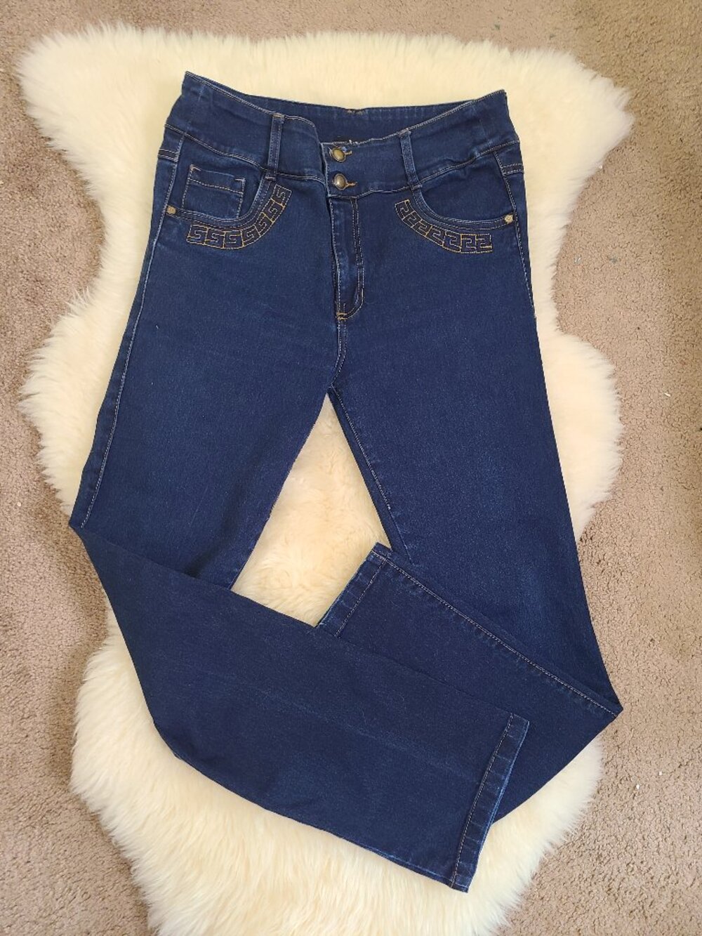 L&H Columbian Butt Lifting Dark Wash High Waisted Jeans